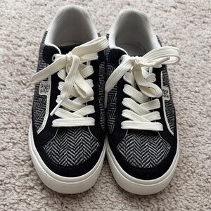 Tommy Hilfiger Black and White Herringbone Sneakers
